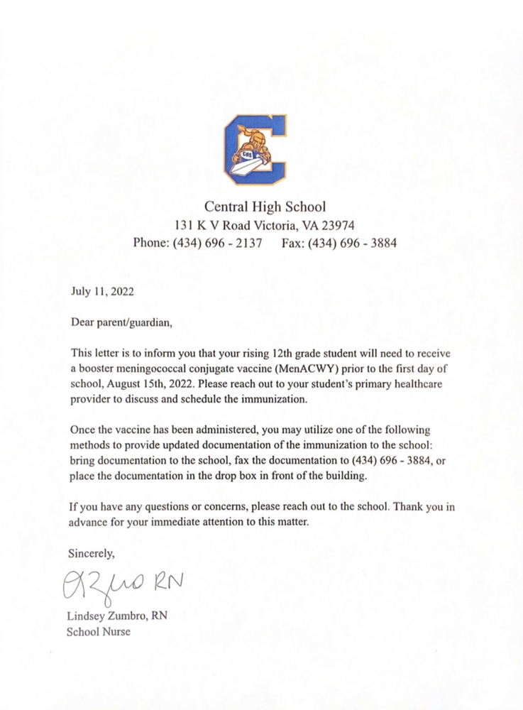 CHS Letter to Rising Seniors