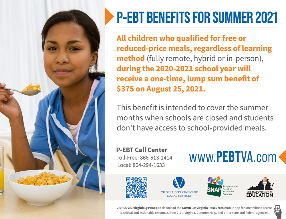 PEBT Benefits to be Added to Cards August 25, 2021 Lunenburg County