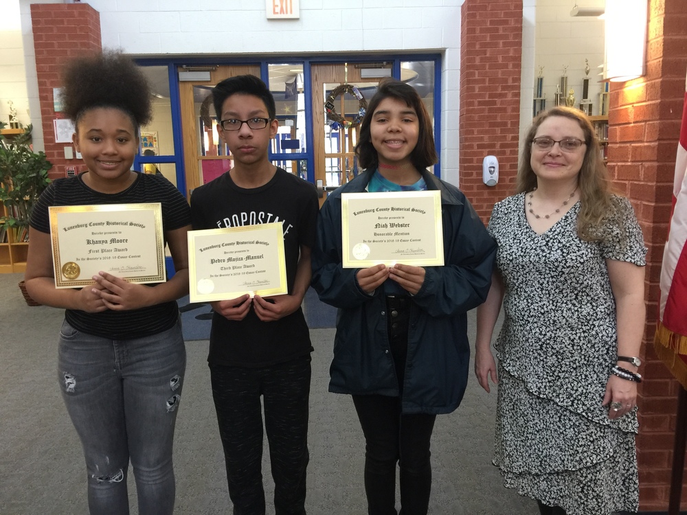 Lunenburg Historical Society Essay Contests Winners and Mrs. Wade