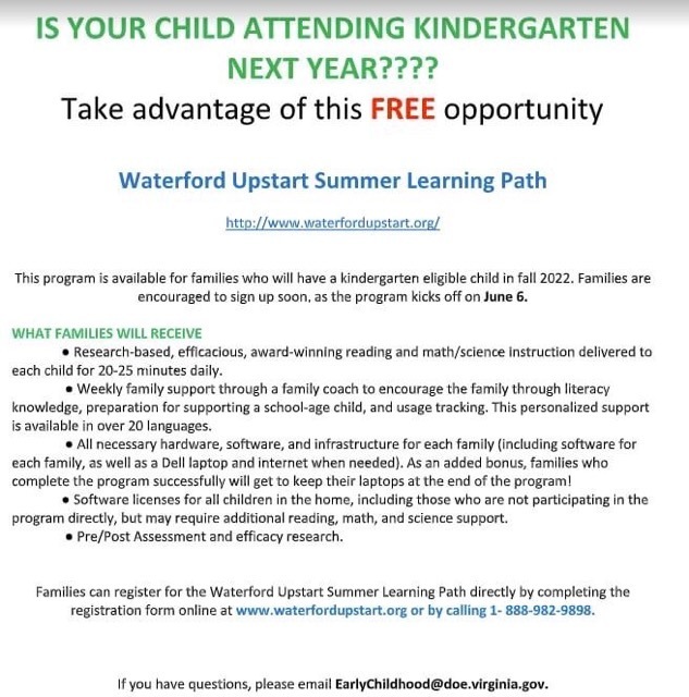 Free Summer program for rising Kindergarteners