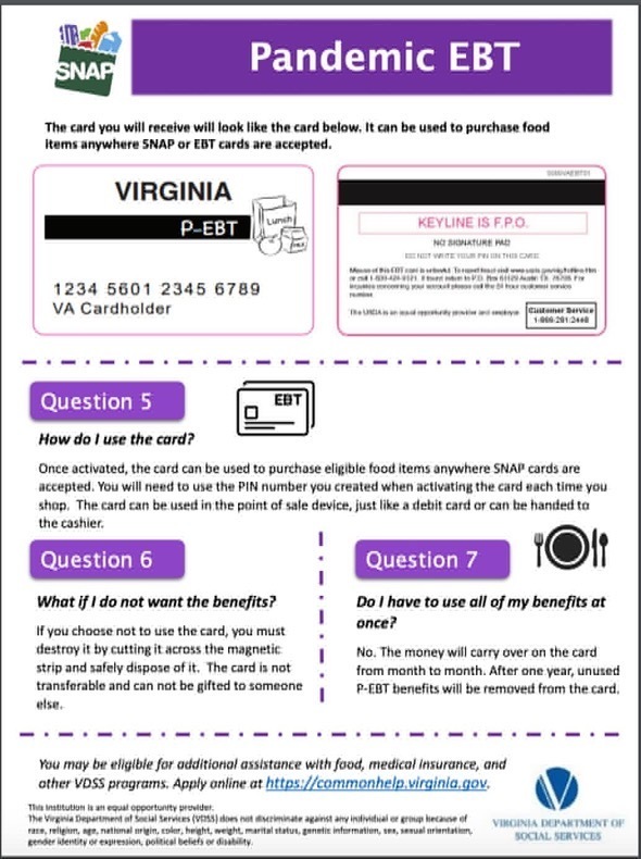 Pandemic EBT Cards for All VES, KES, LMS, and some CHS Students