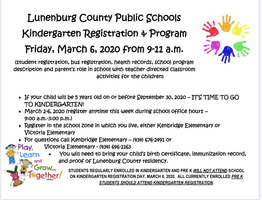 Kindergarten Registration Program to be Held at Both Elementary Schools March 6