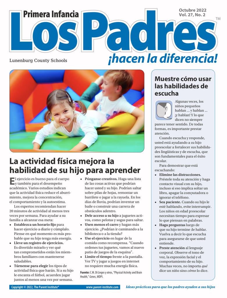 Spanish October Early Childhood Newsletter
