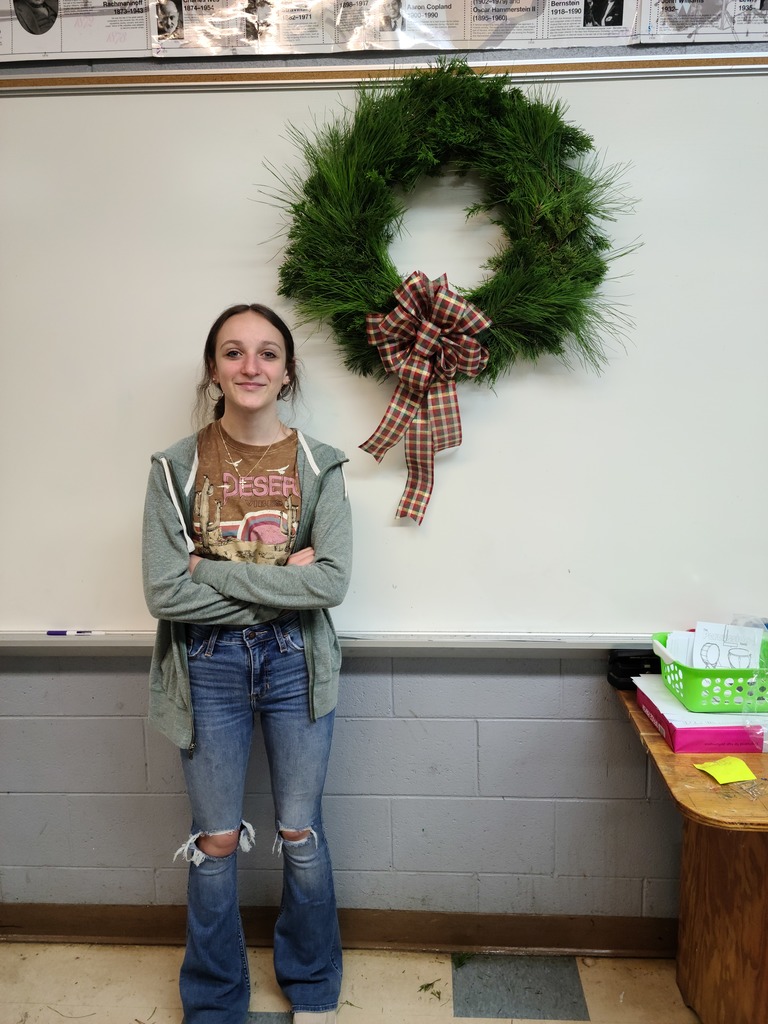 Holiday Wreath and student