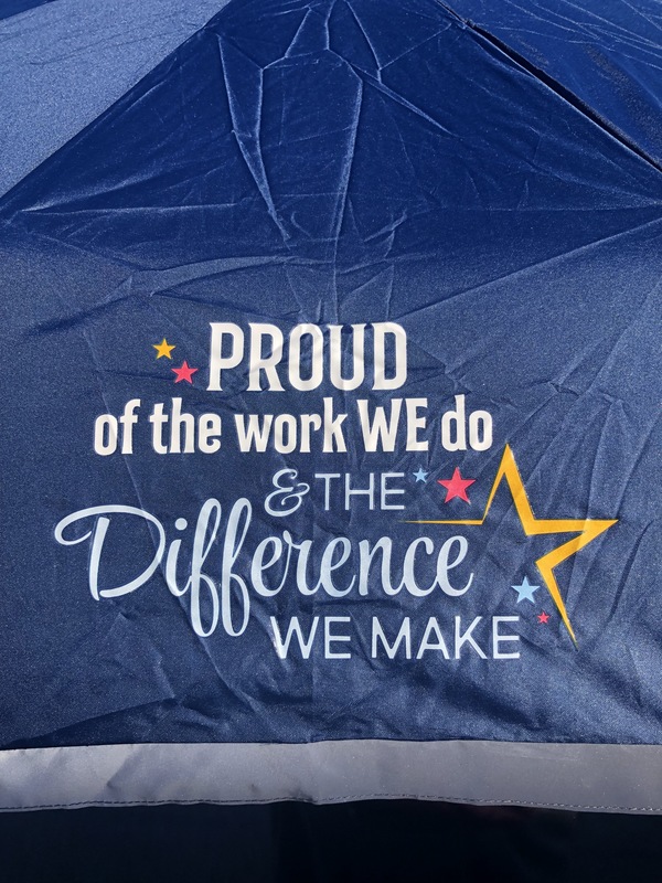 Slogan on umbrella