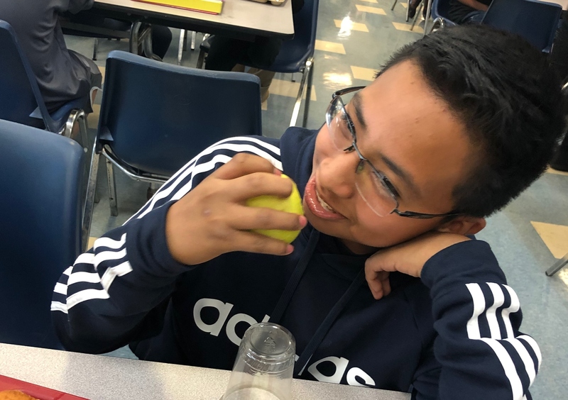 boy eating an apple